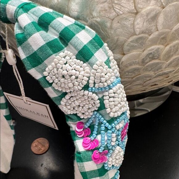 NWT Shiraleah Embellished Wide Check Headband - Picture 2 of 3